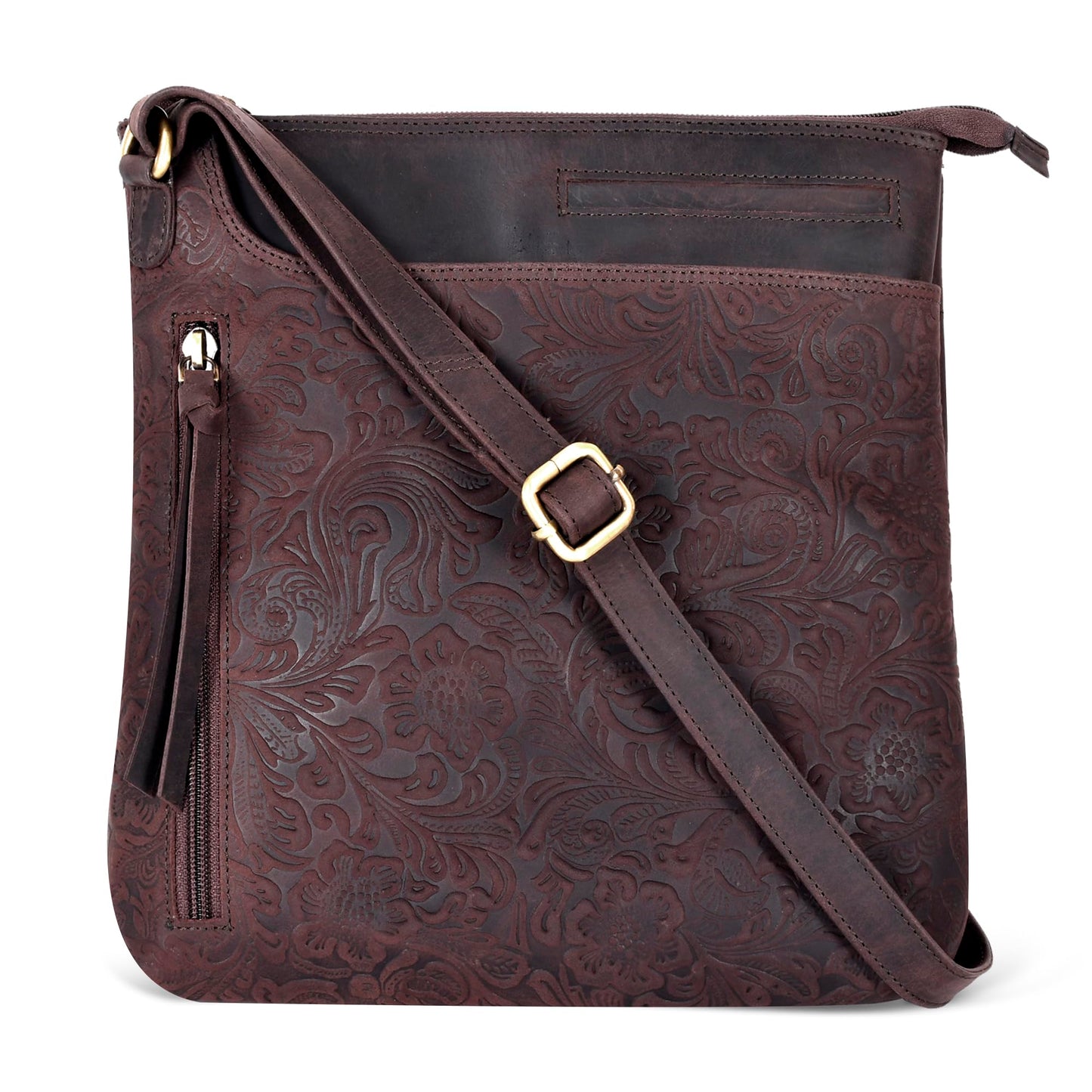 Leather Crossbody Bags for Women - Ladies Sling Handbags - Medium Cross body Purses Handbags - Purses For Women (Dark Brown)