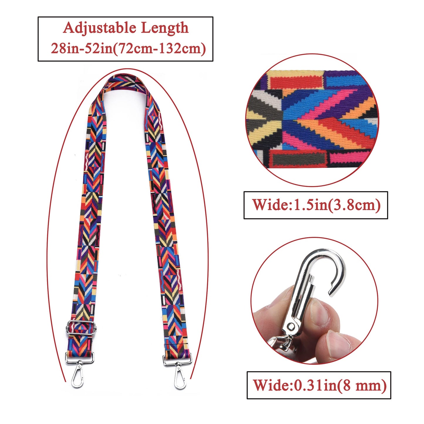 LVYOUME Wide Purse Strap Adjustable Replacement Crossbody Bag Strap Silver Hardware Shoulder Straps for Canvas Tote Handbags