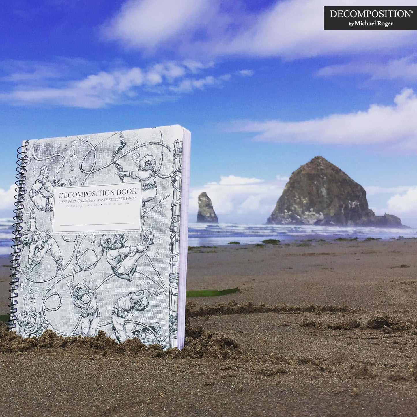 Decomposition Deep Stretch College Ruled Spiral Notebook - 9.75 x 7.5 Journal with 160 Lined Pages - 100% Recycled Paper - Cute Notebooks for School Supplies, Home & Office - Made in USA
