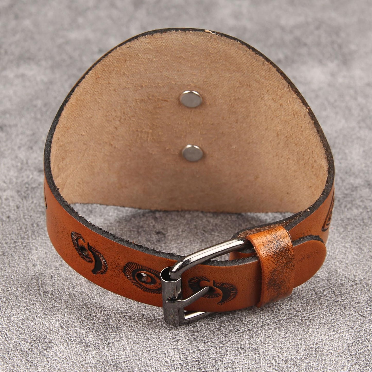 GelConnie Leather Wrap Bracelets for Women Wide Arm Cuffs Goth Bracelets With Big Stone Handmade Leather Boho Unisex Cuff Bracelet