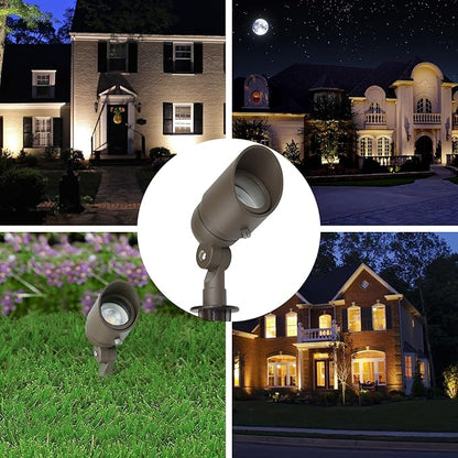 Lumina Lighting® 4W Landscape Lighting 12V Landscape Lights Low Voltage Landscape Spotlights Warm White Waterproof Outdoor Replaceable LED Bulb for Garden, Lawn, Porch, Patio and Yard (Bronze, 2-Pack)