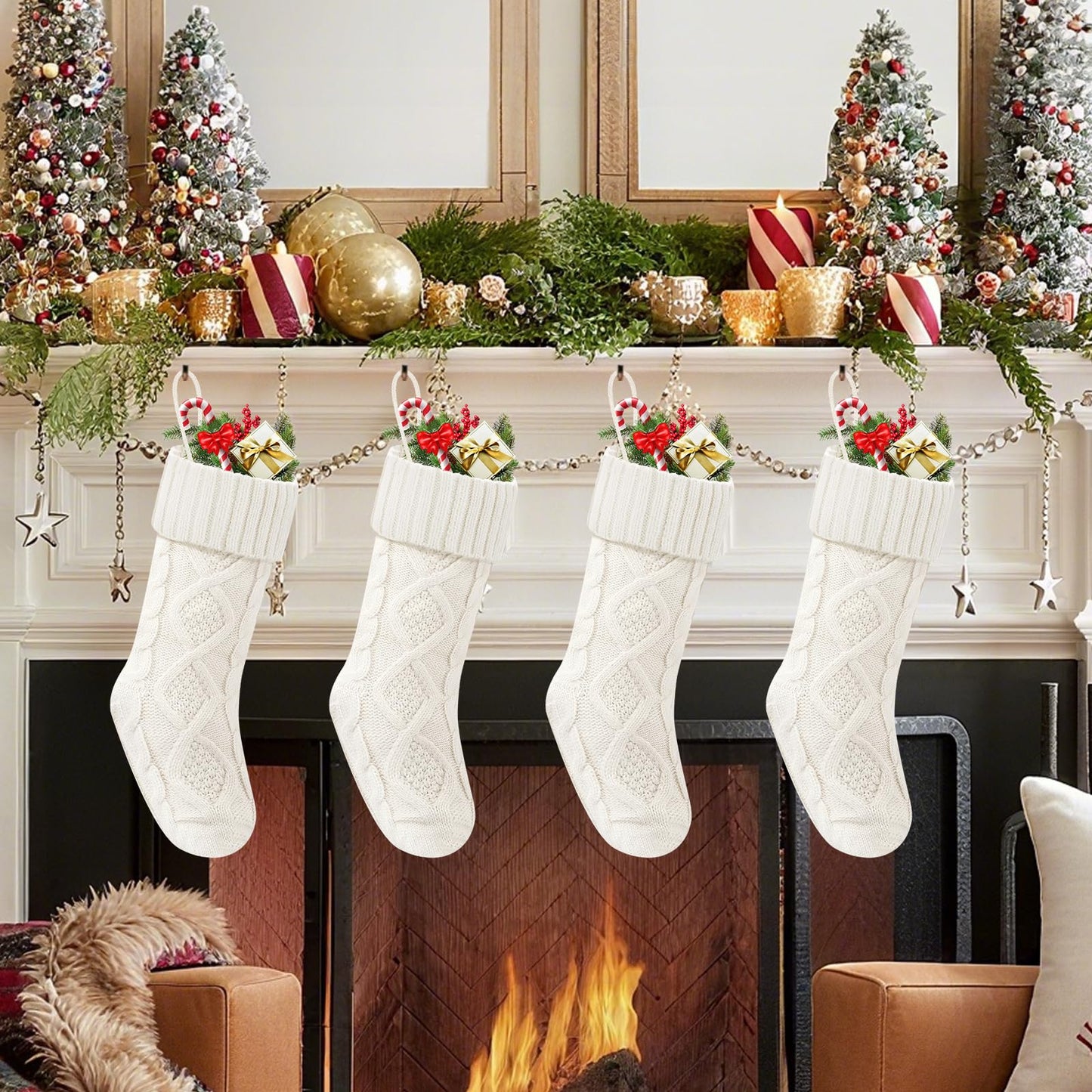 Doitory Christmas Stockings 18 Inches,Knitted Socks Christmas Decoration