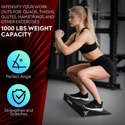 SKWATTERZ Slant Board Squat Wedge Boards For Exercise - ATG Workout Wedge With Anti Slip Sandgrip Layer Already Mounted - Calf Raise Block & Bulgarian Split Stand Squats wedges Incline - Heel Elevated Blocks