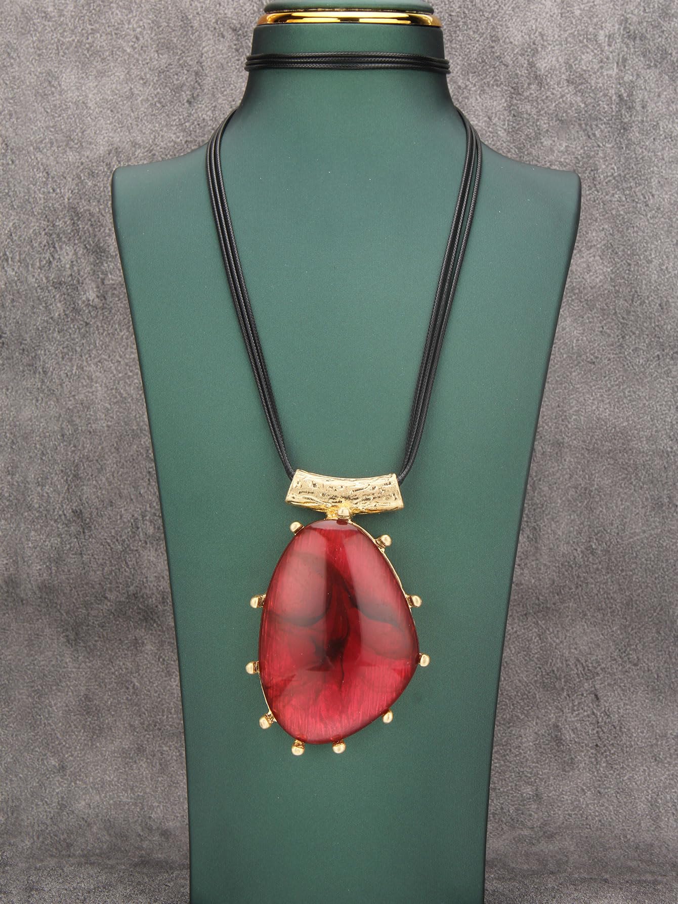 joymiao Big Necklaces for Women Statement Necklace Long Boho Pendant Necklace Bohemian Stone Necklaces Leather Choker Necklace Boho Hippie Jewelry