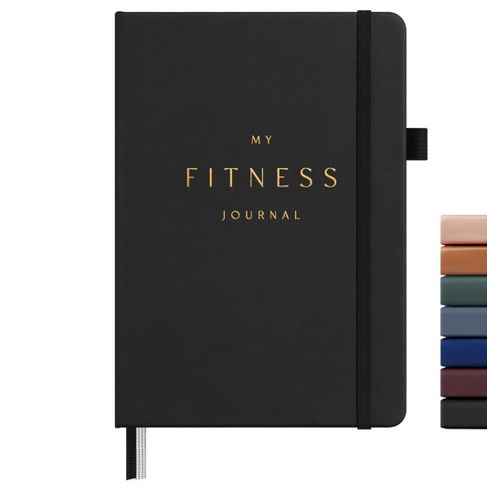 &And Per Se Workout and Food Journal – Fitness Journal with Daily Diet Tracker & Gym Exercise Log Book for Men & Women – Undated, A5 Size, Leather Hardcover (Black)