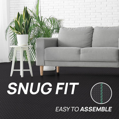 Yes4All EVA Interlocking Mats, Puzzle Floor Tiles, Foam Floor Padding with Border for Furniture, Home Space, Living Room, Garage 11 SQFT