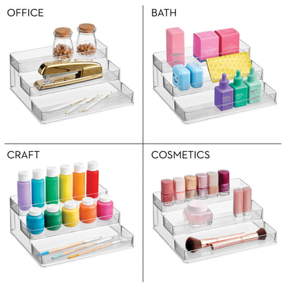 iDesign Nail Polish Organizer, Holds up to 30 Bottles, Compact 3-Tier Clear Display Stand for Countertop