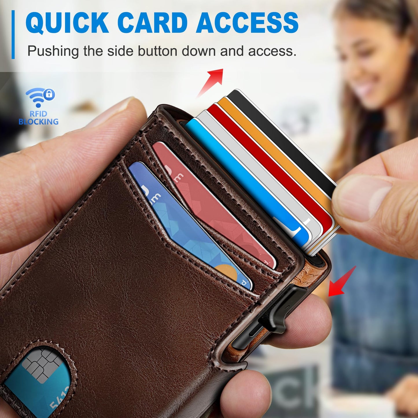 Plinvo Men's Slim Genuine Leather Wallet with Money Clip, Coin Pocket, RFID Blocking, ID Window (Burnt Umber)