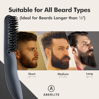 Aberlite EDC - Men's Professional Heated Beard Straightening Brush and Grooming Tool (for 0.5 inch plus Beards) (Black)