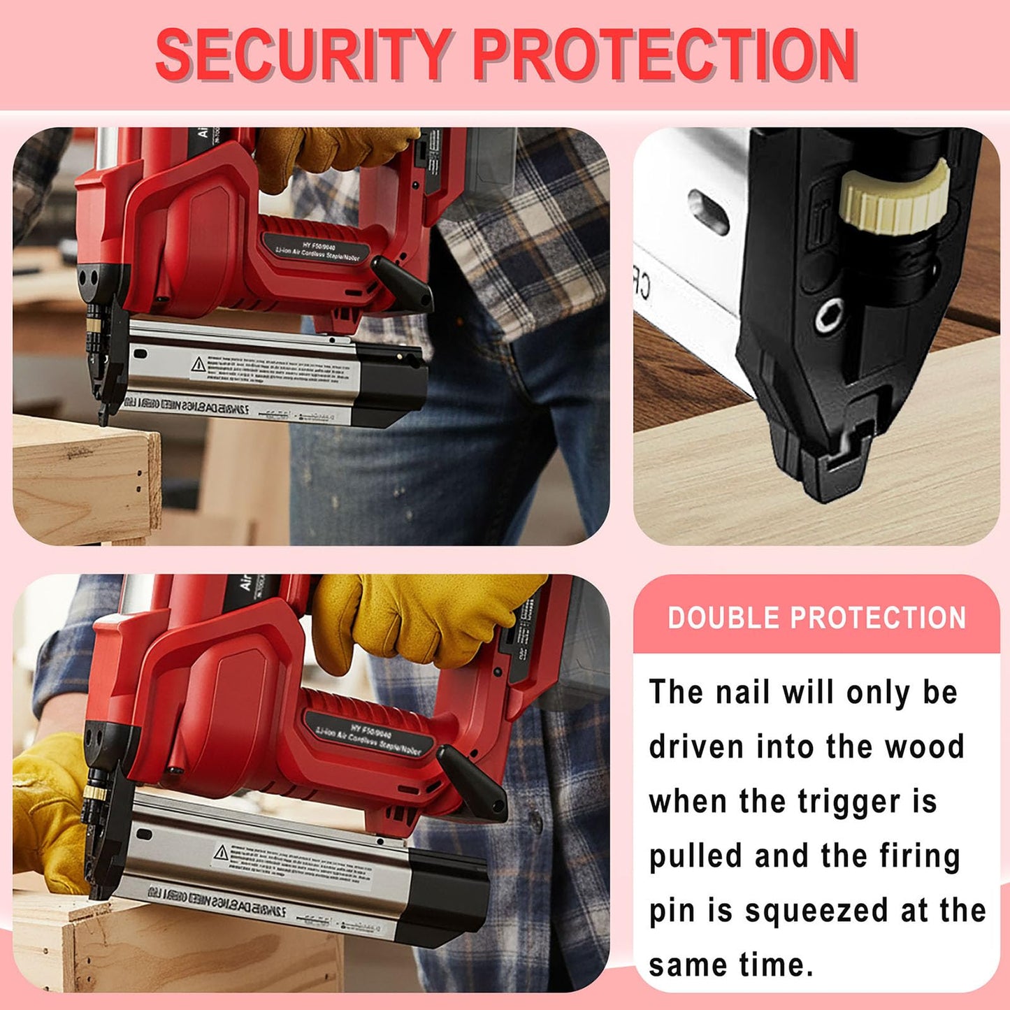 NailTask 20V 18 Gauge Cordless Nail Gun Safety Pin 2 Inch Power Brad Nailer with 18GA Machine Electric Staple 2 in 1 Gun Nails Kit for Wood Upholstery DIY Framing Home Improvement (No Battery)