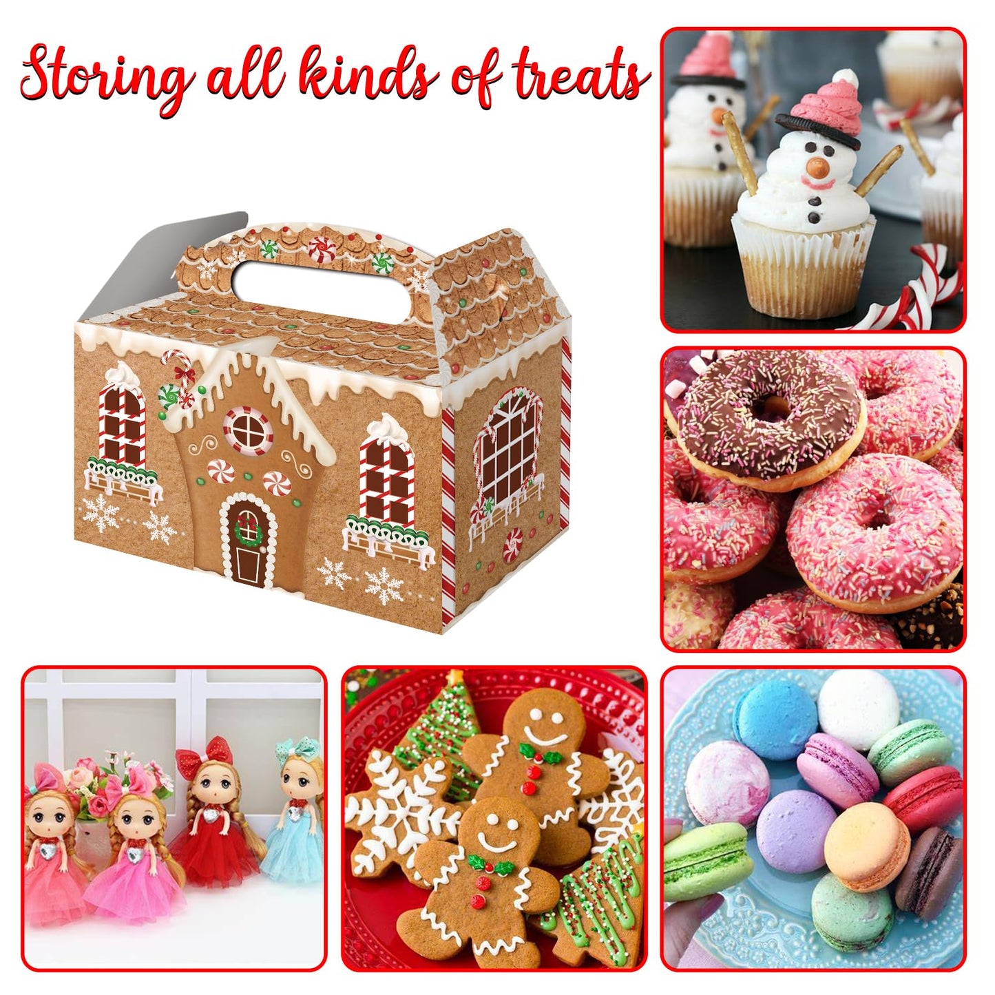FRIDAY NIGHT 24 Pcs Christmas Treat Boxes Gingerbread House Cardboard Cookie Goody Gable Candy Bags Xmas Cupcake Goodie Box