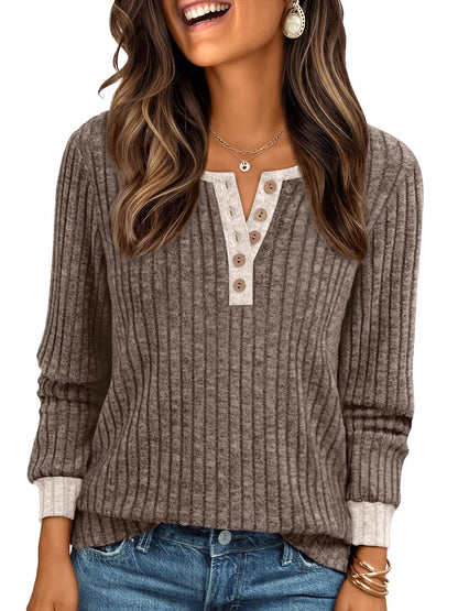 AUTOMET Long Sleeve Henley Shirts Women's Business Casual Lightweight Tunic Sweater Tops