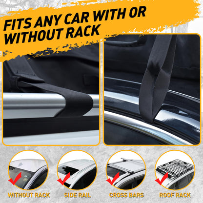 Rooftop Cargo Carrier Bag, WILDROAD 21 Cubic Feet 600D Ultra Anti-Tear Fabric Waterproof Car Roof Bag, Soft-Shell Roof Bag with Storage Bag, Anti-Slip Mat and 6 Door Hooks Fits Car with/Without Racks