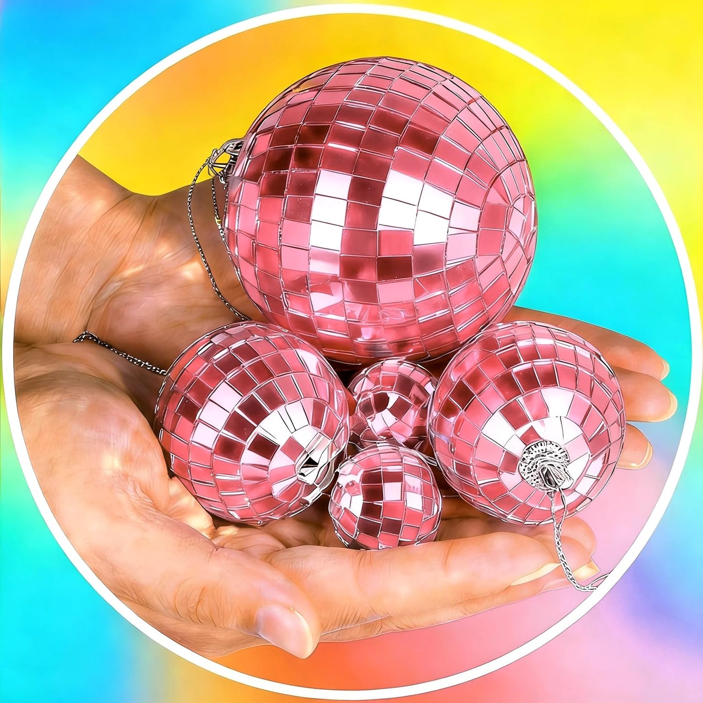 37 Pcs Mini Disco Mirror Ball Ornaments, Silver Disco Mirror Ball, Fun Silver Hanging for Party Decoration, Christmas Tree Ornaments Disco Ball Cup Toppers Wedding Birthday Party Festive Dance