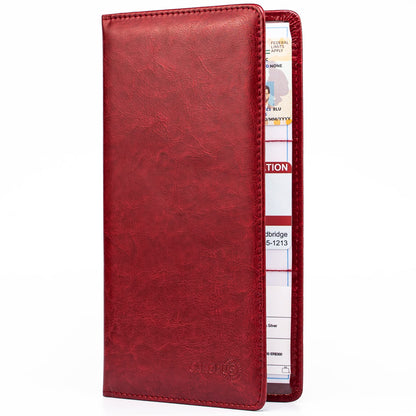 CANOPUS Car Registration and Insurance Holder, PU Leather Card Holder, Vehicle Glove Box Organizer for Auto, SUV, Truck, Red