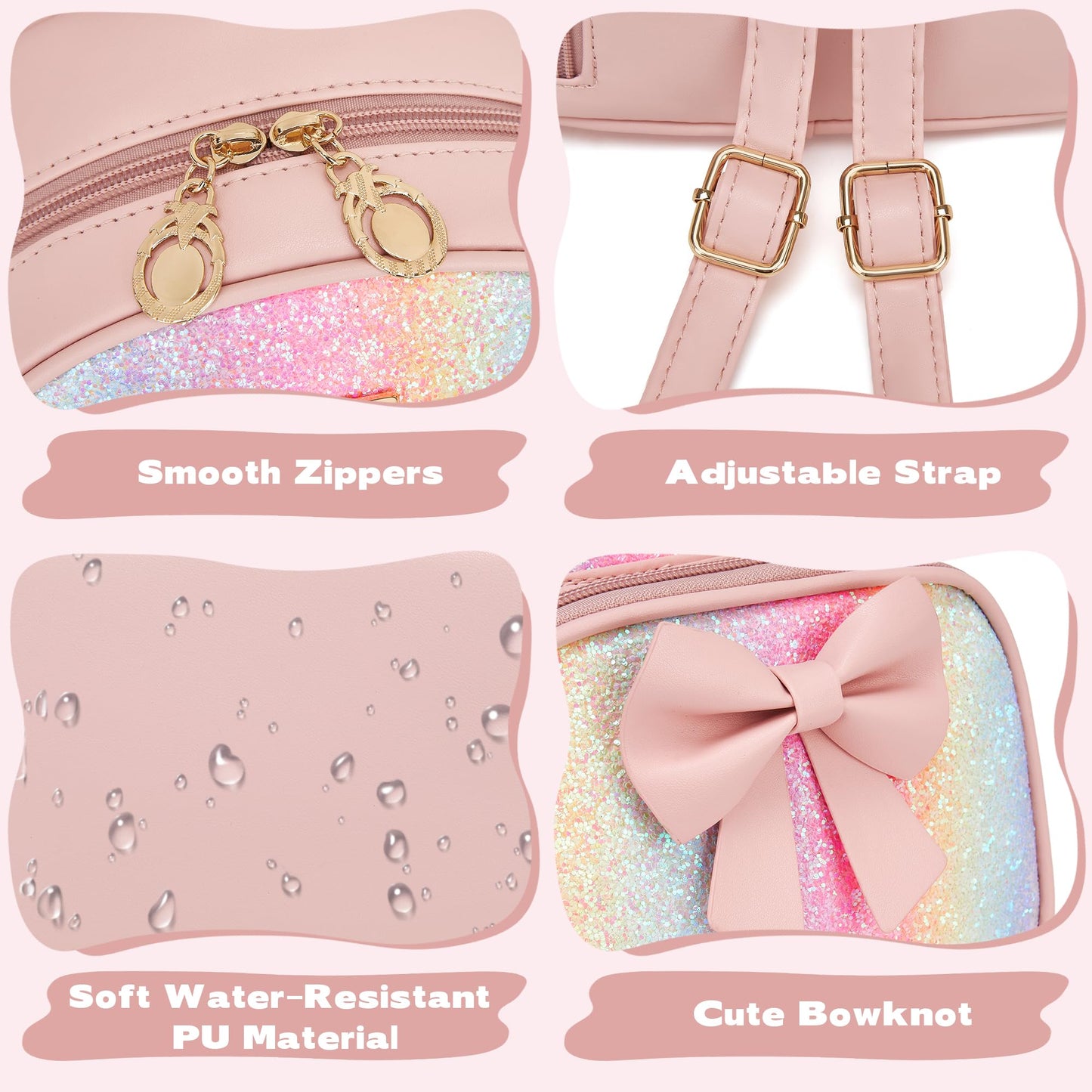 I IHAYNER Mini Backpcak for Girls Small Bowknot Quilted Leather Backpack Purse for Women Travel Cute Trendy Stuff Gifts for Kids Rainbow