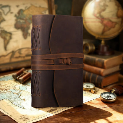 Carpetene Leather Journal Notebook Genuine Leather Bound Journal Cover for Writing 300 Handmade Kraft A5 Lined Pages Vintage Journal Daily Notepad for Men Women Travel, Brown (8''x6'')