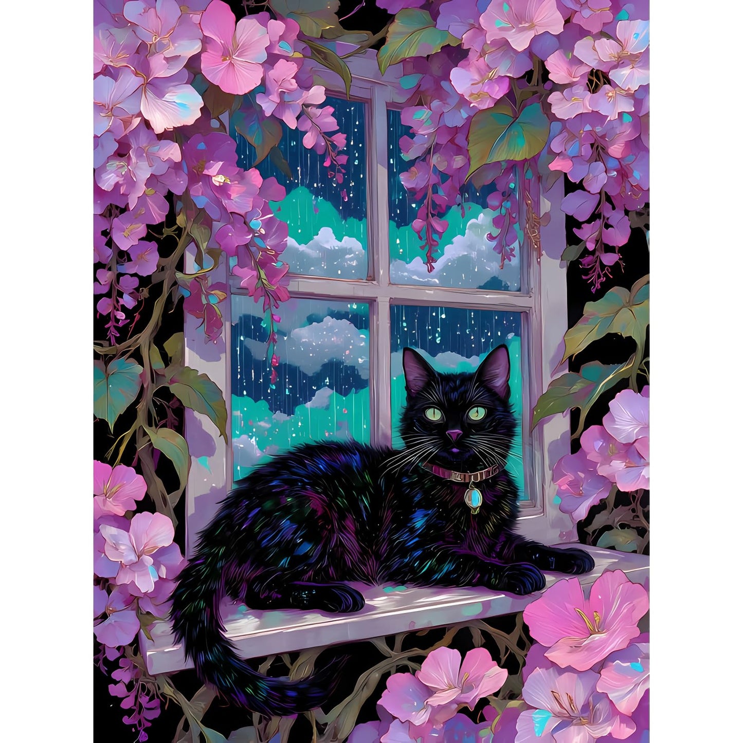 LumiCraft 5D Cat Diamond Art Kits for Adults, Black Cat Diamond Painting Kits for Beginner, DIY Full Drill Diamond Dots Painting Perfect Gem Art for Home Decor 12x16inch