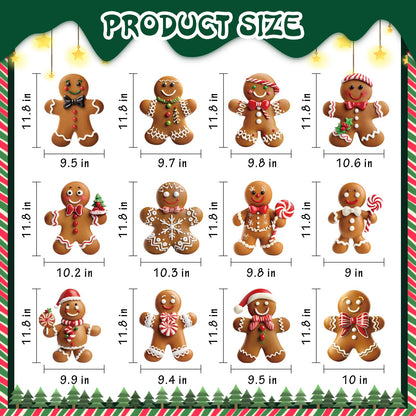12 Pcs Christmas Gingerbread Man Yard Signs with Stakes - Xmas Gingerbread Yard Stakes Lawn Signs for Christmas Holiday Pathway Garden Patio Party Favors