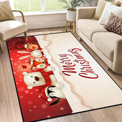 2' X 3' Christmas Area Rugs,Xmas Non-Slip Washable Rug Indoor Rugs Floor Mats Carpet for Living Room Bedroom Dining Room Home Decor,23.6" X 35.4"