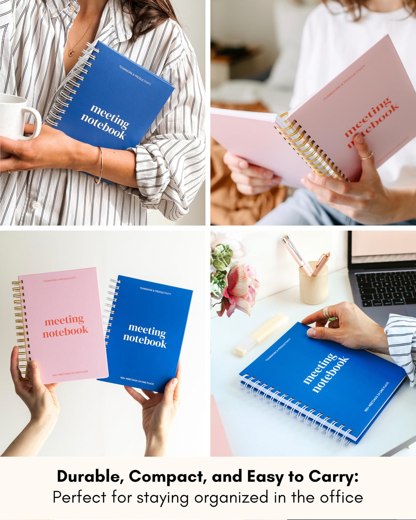 Lamare Meeting Notebook for Work Organization – Perfect Work Notebook for Note Taking, Meeting Planner and Office Supplies for Men & Women