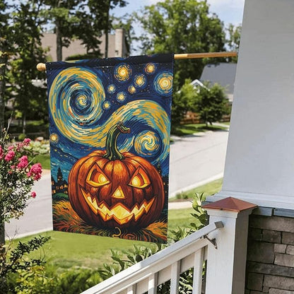 Halloween Scary Pumpkin Garden Flag for Fall Festival Porch Patio Farmhouse Outdoor Yard Decoration Vertical Double Sided Burlap 12.5 x 18 Inch