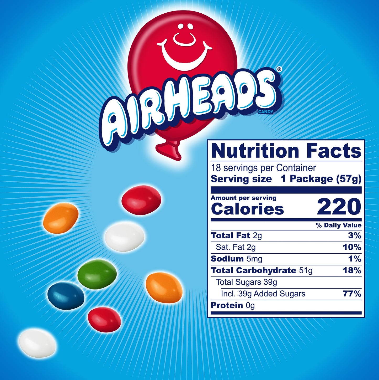 Airheads Candy Bites, Chewy Candy Bags, Assorted Fruit Flavors Naturally and Artificially Flavored, 2 Ounces (18-Pack)