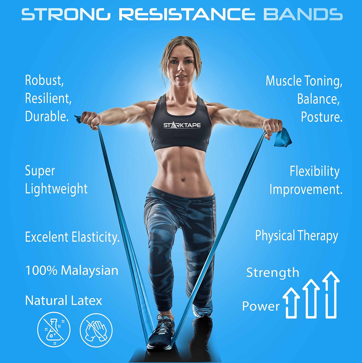 Resistance Bands Set. 5 Pack Latex Physical Therapy, Professional Elastic Rubber Band. Perfect for Home Exercise, Workout, Strength Training, Yoga, Pilates Rehab Gym Leg Upper, Lower Body