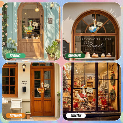 16PCS Interchangeable Wooden Goose Decor, 11.8 Inch Holiday Seasonal Welcome Changeable Clothes with Magnetic Geese Signs Rustic Farmhouse Hanging Decorations for Porch Home Outdoor Holiday Vacation