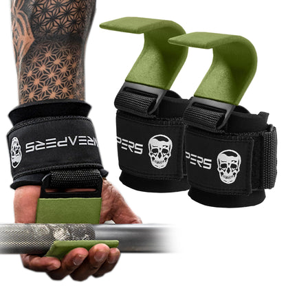 Gymreapers Weight Lifting Hooks (Pair), Heavy Duty Power Wrist Straps Hand Grip Support For Deadlifts, Pull Ups, Shrugs - Gym Gloves For Men and Women