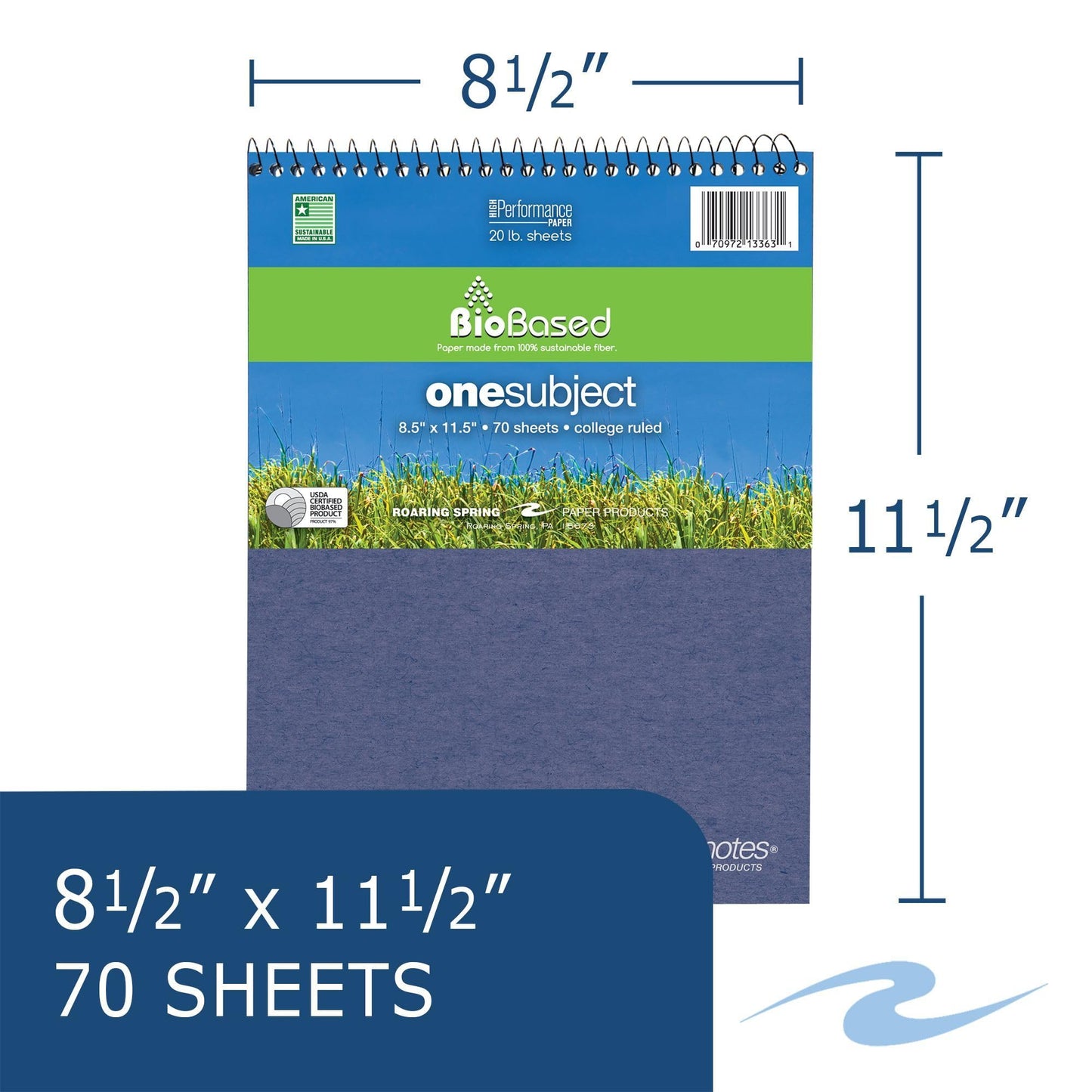 Roaring Spring Environotes College Ruled 1 Subject Recycled Spiral Notebook, Assorted Earthtone Covers,8.5" x 11.5" 70 Sheets (Pack of 1)