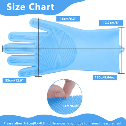 Maiiu Pet Grooming Gloves—Heat Resistant Dog Washing Gloves with High-Density Teeth, Dog Bath Scrubber with Enhanced Five Finger Design, Silicone Gloves for Dogs and Cats Bathing, Massage (Blue)