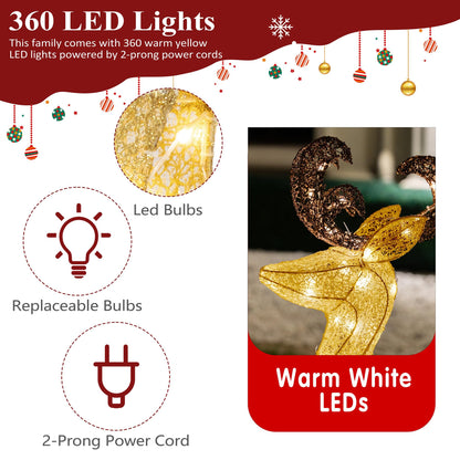 Shintenchi 3-Piece LED Lighted Christmas Deer Outdoor Yard Decorations, 3D Super Large Christmas Reindeer Decor, Outdoor Lighted Holiday Deer with 360 LED Displays for Front Yards Garden Lawn Patio