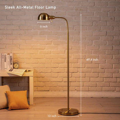 O'Bright Nova - Adjustable Floor Lamp with Flexible Gooseneck and Rotatable Shade, E26 Socket, 10-Inch Base - Ideal for Reading, Bedside, Living Room, Antique Brass