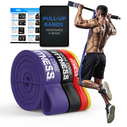Pull Up Assistance Bands – Resistance Bands Set for Working Out (4-Pack) – Long Loop Power Band for Men and Women – Ideal for Crossfit, Stretching, Physical Therapy, Warm-Up & Home Gym Training