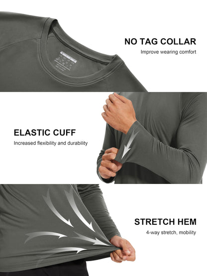 MAGCOMSEN Shirts for Men Long Sleeve Workout Gym Athletic UV Sun Running Fishing Rashguard Hiking Swim SPF 50 Shirts Dark Grey