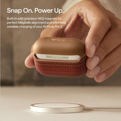 PITAKA Case for AirPods Pro 3, Slim Protective AirPods Pro 3 Case, Compatible with MagSafe, Leather & Aramid Fiber Woven, Sunset