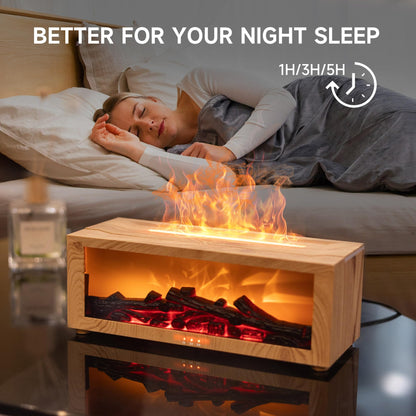Fireplace Flame Air Diffuser Humidifier,7 Colors Aromatherapy Essential Oil Diffuser,Ultrasonic Aroma Humidifier with Timer for Home,Bedroom,Office,Yoga (BlackB, L)