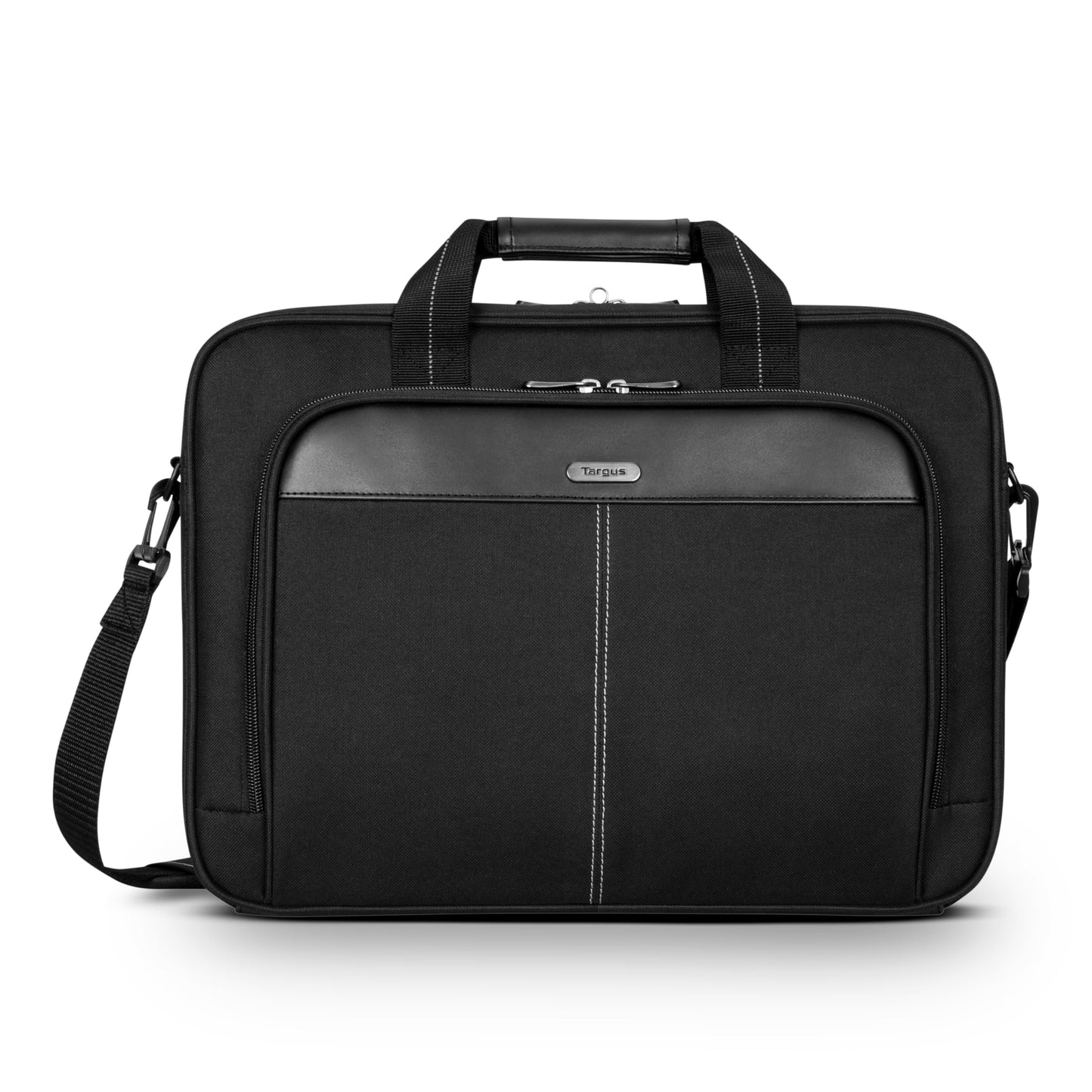 Targus 15-16 Inch Slim Lightweight Laptop Briefcase, Black - Messenger and Shoulder Bag with Padded Compartment and Trolley Strap for 16" Laptops (TCT027US)