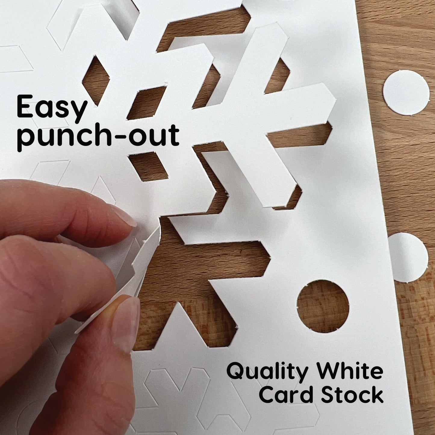 80 Pieces Snowflake Paper Cutouts with IDEA Guide, 2-Sided US Made Card Stock Punch Out White Snowflakes for Bulletin Boards, Classroom Decor - Small and Large Snowflake Decorations Winter Cutouts