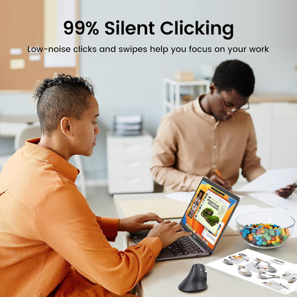UGREEN Vertical Wireless (Bluetooth 5.0+2.4G) Ergonomic Mouse with 5 Buttons, 1000/1600/2000/4000 DPI, Prevention of Mouse Arm, Vertical Mouse Compatible with PC/Laptop/Tablet, Black