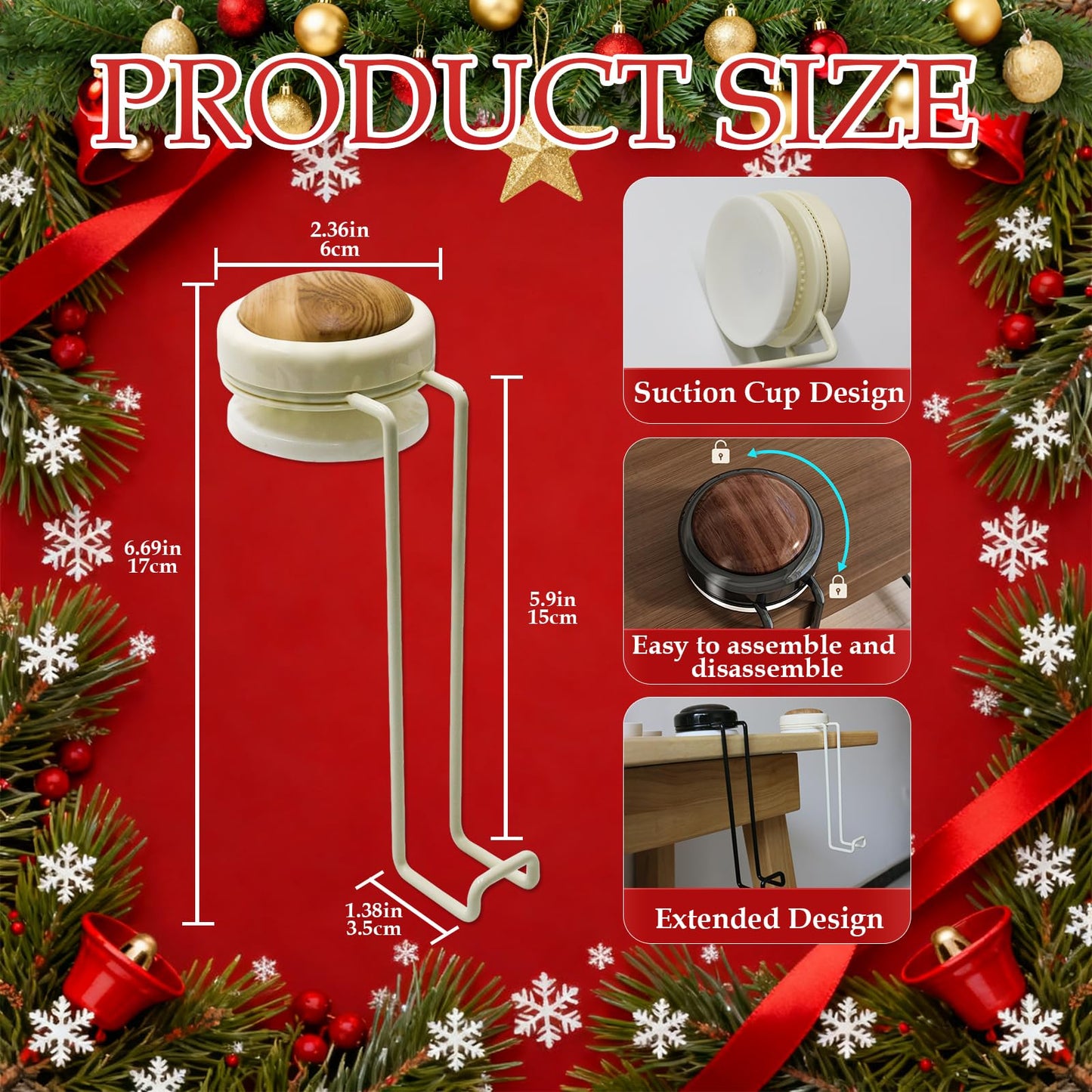 Stuzos 2 Pack Christmas Fireplace Stocking and Garland Hanger,Mantle Garland Holder for Hanging Christmas Stockings (Black Walnut*1PCS+Wood Tone*1PCS, M)