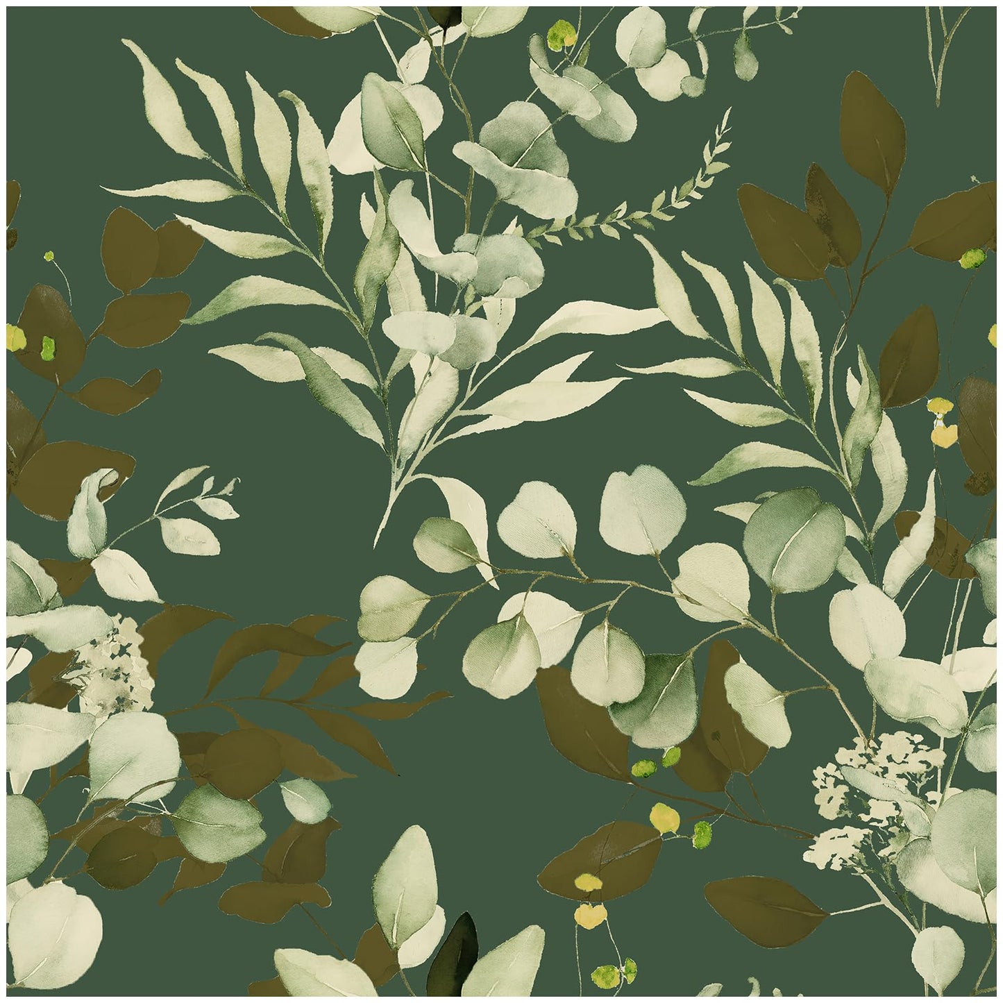 HAOKHOME Peel and Stick Wallpaper Boho Sage Green Eucalyptus Leaf Floral Wall Mural Home Nursery Decor Renter Friendly Wallpaper 17.3in x 9.8ft
