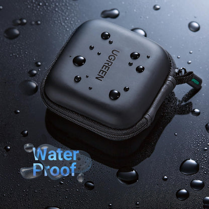 UGREEN Earbud Case, Waterproof Earphone Case Pouch Compatible with AirPods Pro Headphone Case Holder with Stainless Steel Carabiner, for Headphones, Earbuds, SD Memory Card, Camera Chips, Black
