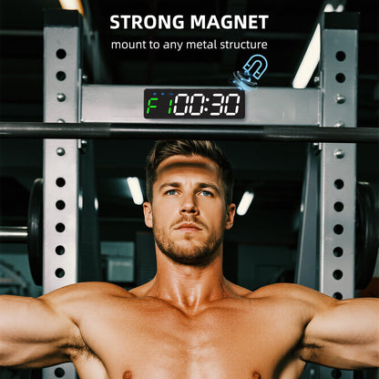 Mini Portable Gym Timer Clock, Large LED Digital Display Screen, Powerful Magnet, Powerful Battery, Count up/Down, Stopwatch, Exercise Interval Timer, Eight Fitness Modes, Suitable for Home and Gym