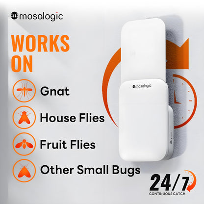 Mosalogic Fruit Fly Traps for Indoors Gnat Trap for House Indoor-600 Sqft Protection Area UV Fly Insect Trapper for Fruit Flies，Gnat，Mosquito，and Other Flying Insect Plug in Bug Zapper Killer White
