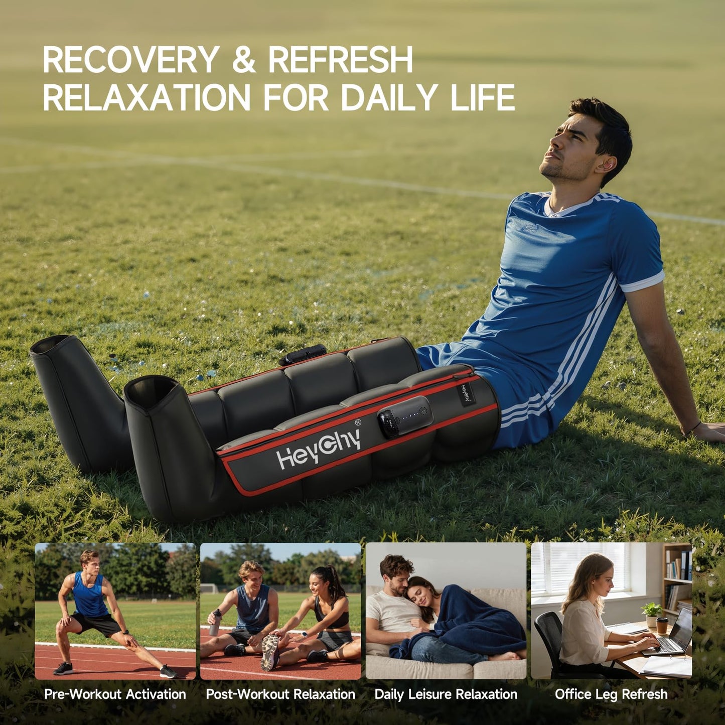 HEYCHY Cordless Leg Recovery Boots, Air Compression Massager System with Sequential Therapy - 5 Pressure Levels for Fast Muscle Recovery, Pain Relief & Circulation - for Athletes, Home Use (Small)