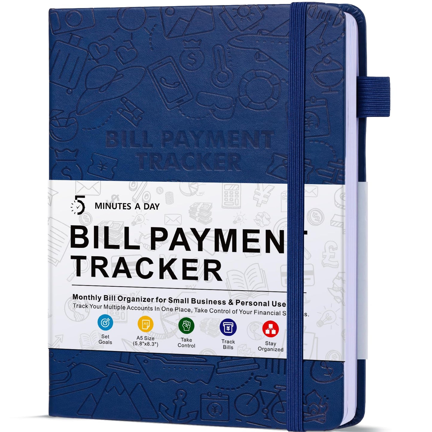 Bill Tracker Notebook - Monthly Bill Organizer & Planner for Personal Budgeting Financial, Payments Checklist Organizer Used Easily for Senior Home Office, 5.8" x 8.5", Navy Blue