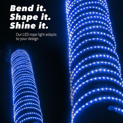 WYZworks 1656LEDs 150ft LED Outside Rope Lights, Outdoor ETL Certified Waterproof Permanent 360 Degree Light Emitting, Flexible Tube, Connectable, Christmas Palm Tree Exterior Landscape, Blue