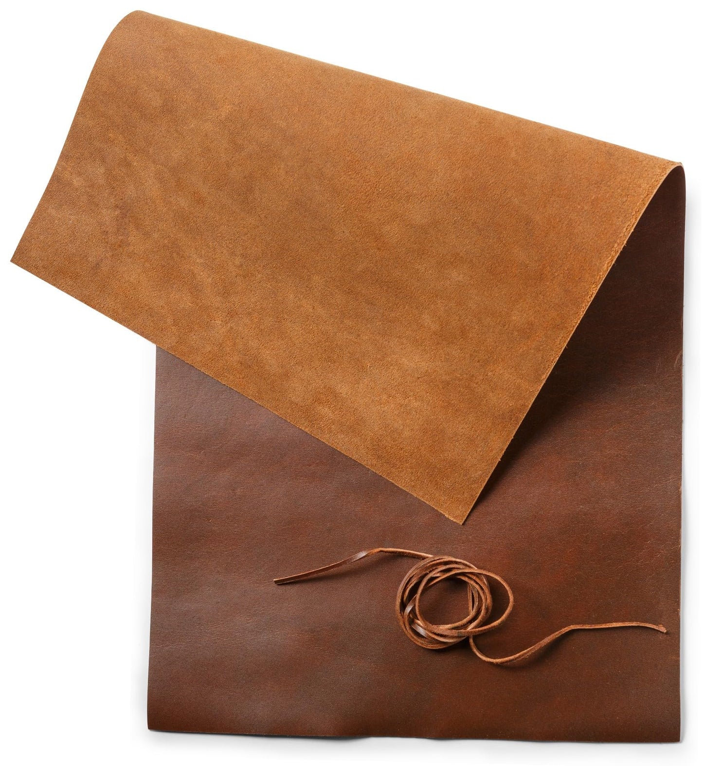 Wanderings 12" x 24" Genuine Leather Sheet + 36" Leather Cord – Premium Full Grain Vegetable Tanned Tooling Leather for Crafting Wallets, Jewelry, Straps, Earrings, Covers & DIY Projects